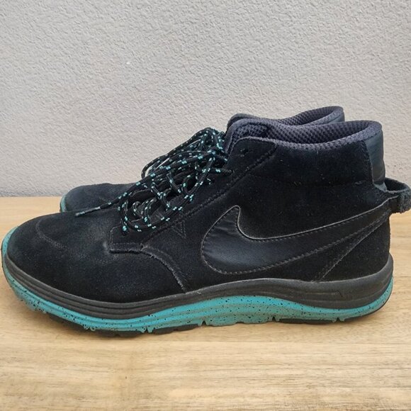 Nike Dunk Lunar Braata Mid STUSSY Black Turquoise Sneakers Mens 9 | 536526-030 - Picture 5 of 11